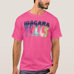 Niagara Falls Night Canada Usa Typography Souveni T-Shirt
