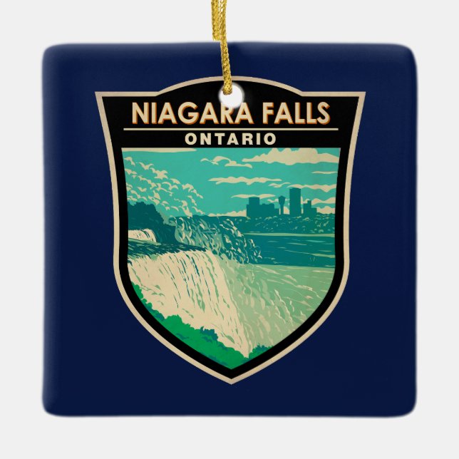 Niagara Falls Ontario Travel Art Vintage Ceramic Ornament (Front)
