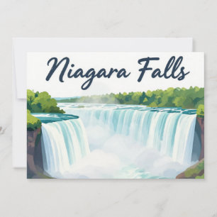 Niagara Falls Painterly Landscape Illustration Holiday Card