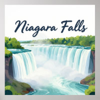 Niagara Falls Painterly Landscape Illustration