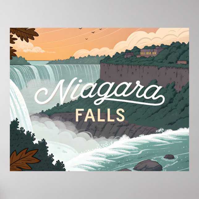 Niagara Falls Retro Vintage Poster Illustration (Front)
