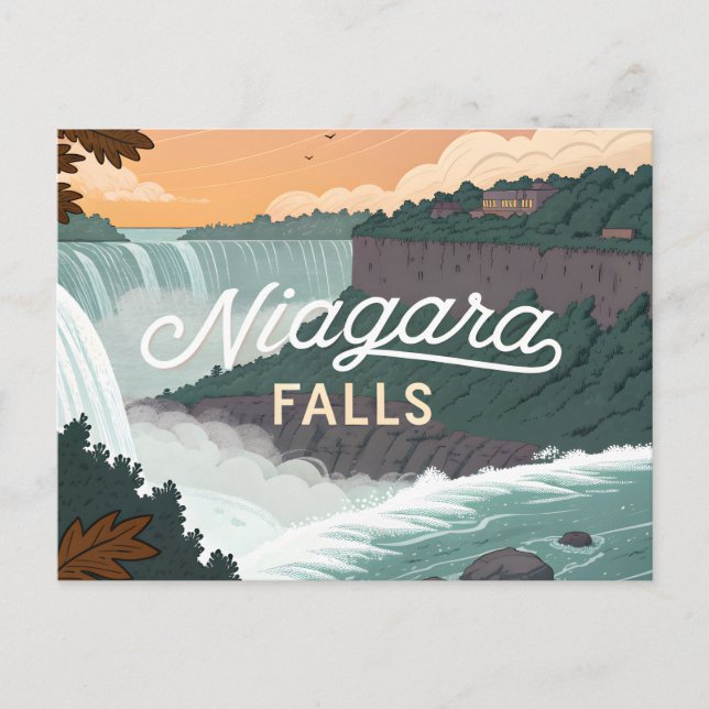 Niagara Falls Retro Vintage Poster Illustration Holiday Postcard (Front)
