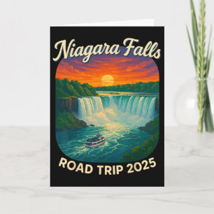 Niagara Falls Road Trip 2025 Vintage Sunset Waterf Card