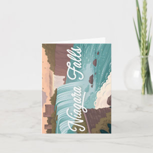 Niagara Falls Scenic Illustration at Sunset Holiday Card