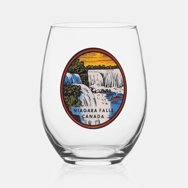 Niagara Falls Stemless Wine Glasses (Front)
