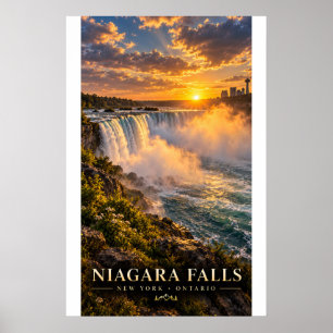 Niagara Falls Sunset Poster New York Ontario Wal