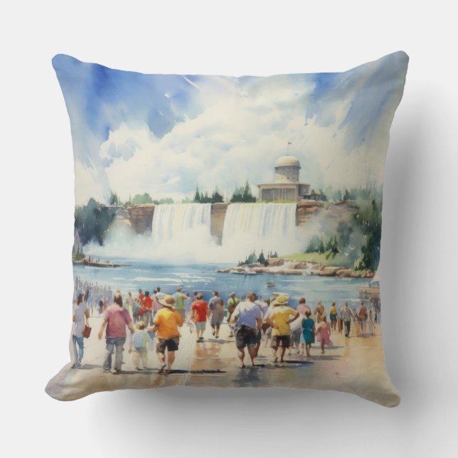 Niagara Falls Throw Pillow (Front)