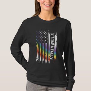 Niagara Falls United States Distressed Rainbow w U T-Shirt