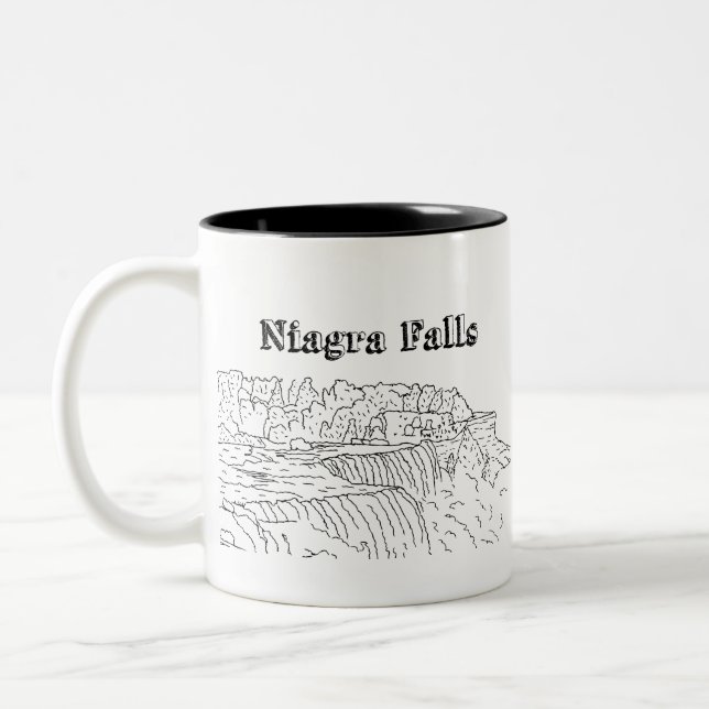 Niagara Falls Vacation Drawing Vacation Art Travel Two-Tone Coffee Mug (Left)