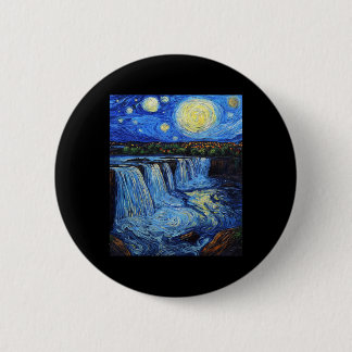 Niagara Falls - Van Gogh Style - Starry Night  6 Cm Round Badge