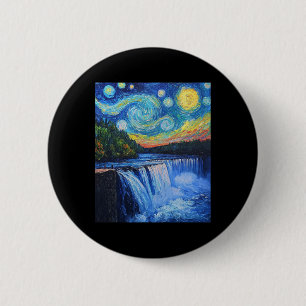 Niagara Falls - Van Gogh Style - Starry Night 6 Cm Round Badge