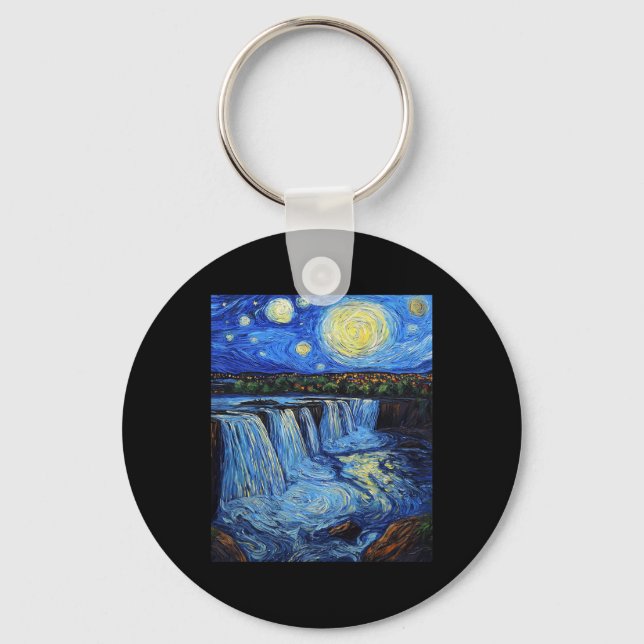 Niagara Falls - Van Gogh Style - Starry Night  Key Ring (Front)