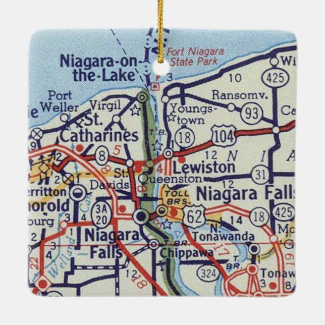 Niagara Falls Vintage Map Ceramic Ornament (Back)
