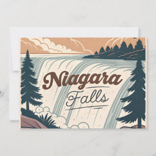 Niagara Falls Vintage Retro Travel Illustration Holiday Card
