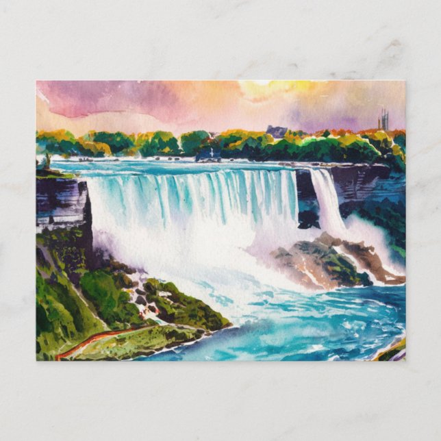 Niagara Falls Watercolor Painting Postcard (Front)