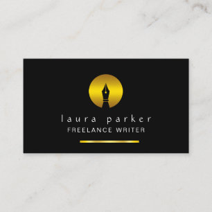 Nib Gold Freelance Writer Author Elegant Classic Business Card