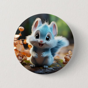 Nibbly - the blue squirrel 6 cm round badge