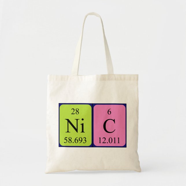 Nic periodic table name tote bag (Front)