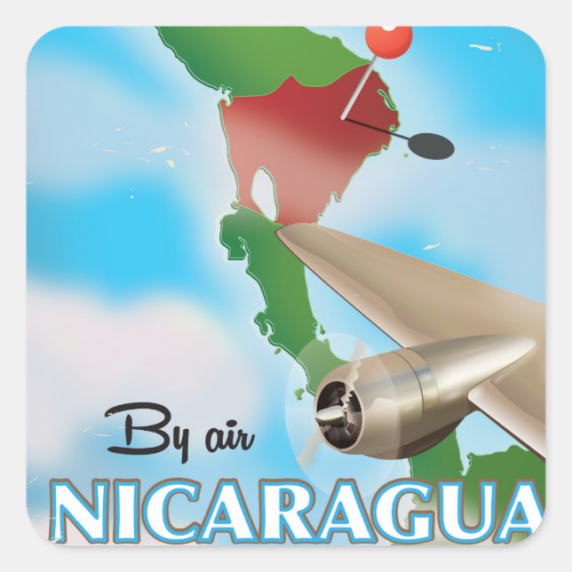 Nicaragua By Air vacation poster Square Sticker (Front)