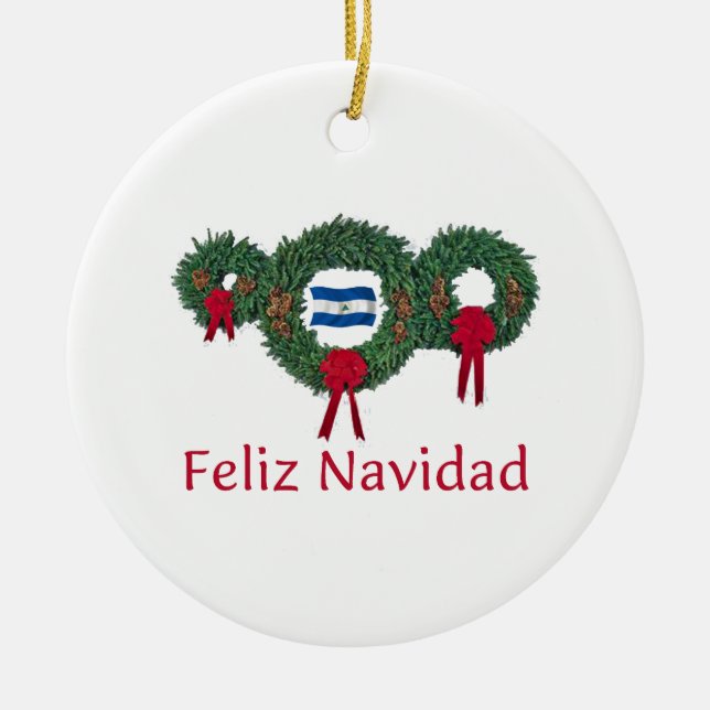 Nicaragua Christmas 2 Ceramic Tree Decoration (Front)