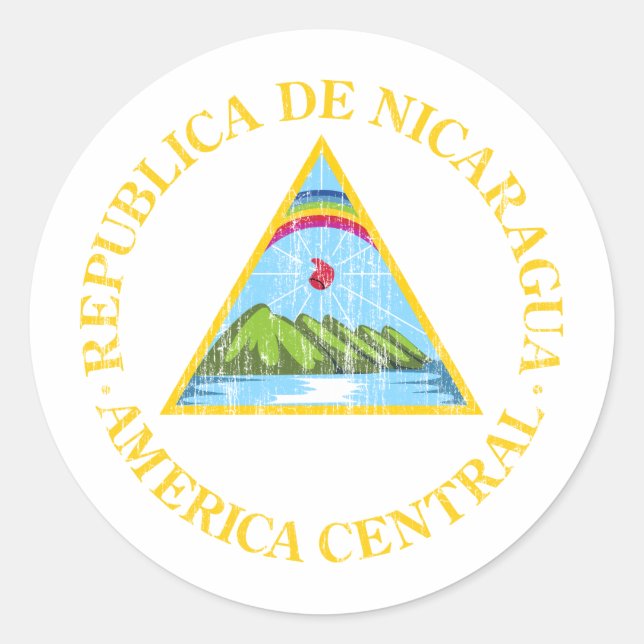 Nicaragua Coat Of Arms Classic Round Sticker (Front)
