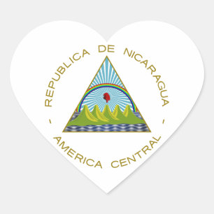 Nicaragua Coat of Arms Heart Sticker