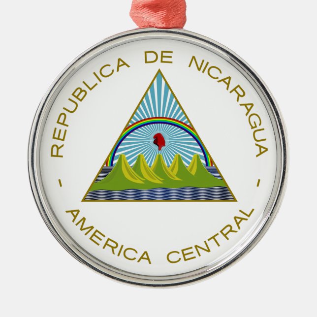 Nicaragua Coat of Arms Metal Tree Decoration (Front)