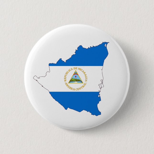 nicaragua country flag map shape symbol 6 cm round badge (Front)