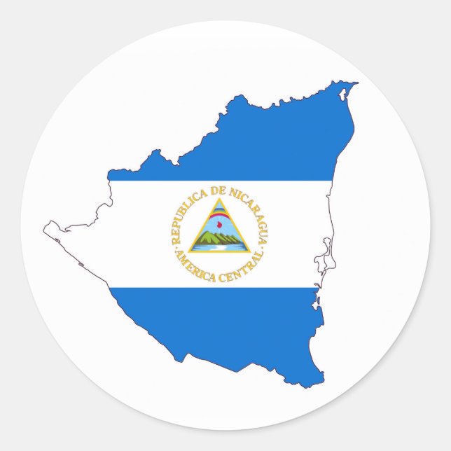 nicaragua country flag map shape symbol classic round sticker (Front)