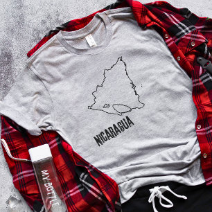 Nicaragua Country Map Line Nicaraguan Border Shape T-Shirt