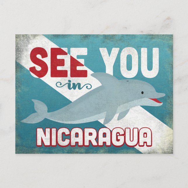 Nicaragua Dolphin - Retro Vintage Travel Postcard (Front)