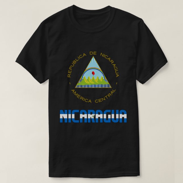 Nicaragua Flag and Coat Of Arms Patriotic T-Shirt (Design Front)