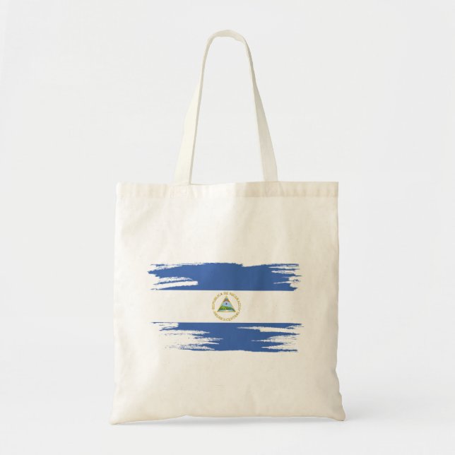 Nicaragua Flag Brush Art Tote Bag (Front)