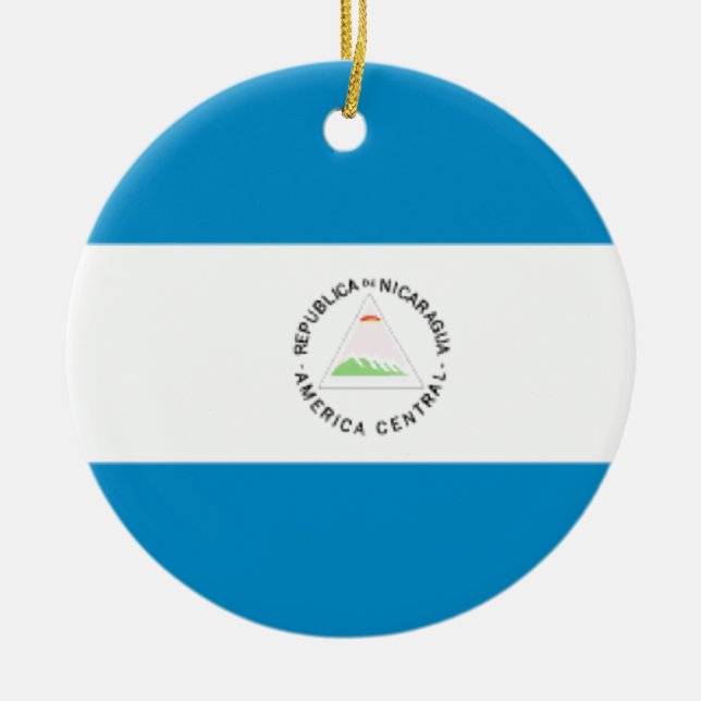 Nicaragua Flag Ceramic Tree Decoration (Front)