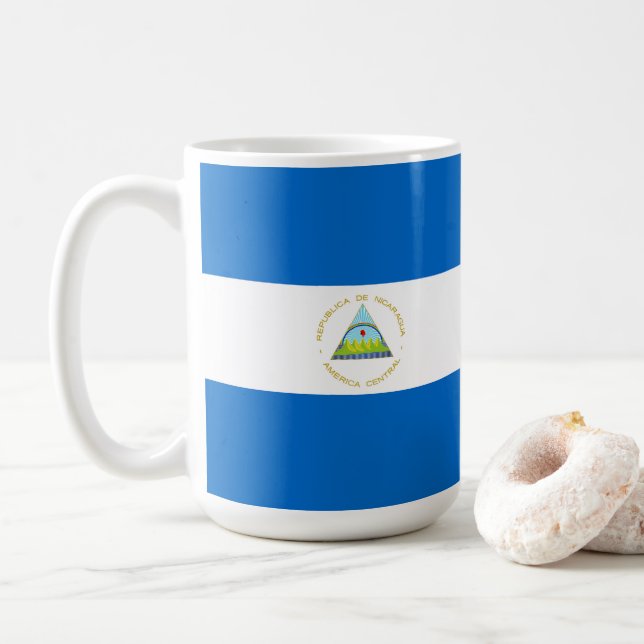 Nicaragua flag coffee mug (With Donut)