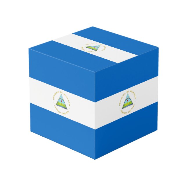 Nicaragua flag cube (Front Angled)
