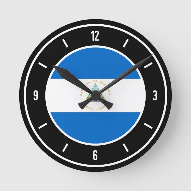 Nicaragua Flag Elegant Round Clock (Front)