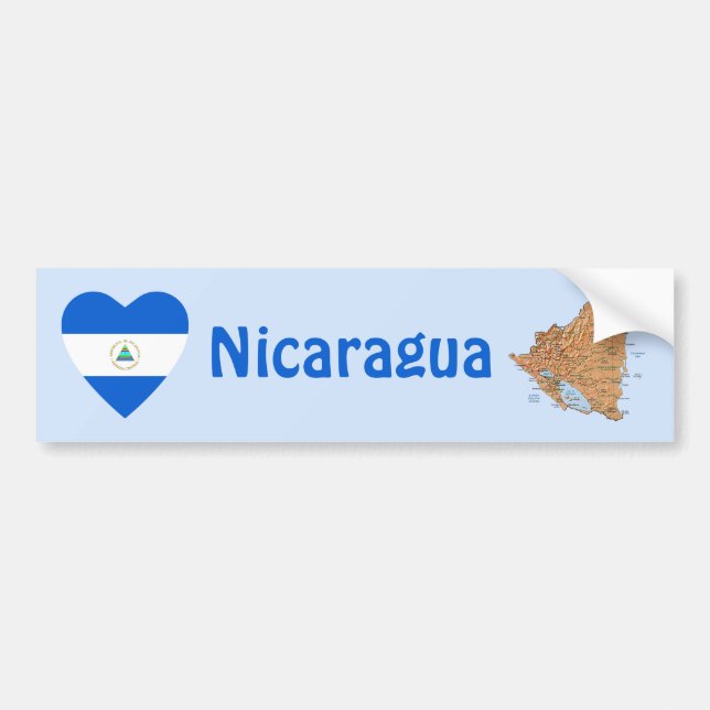 Nicaragua Flag Heart + Map Bumper Sticker (Front)