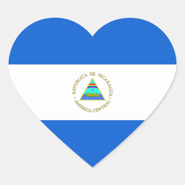 Nicaragua Flag Heart Sticker (Front)