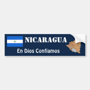 Nicaragua Flag + Map Bumper Sticker