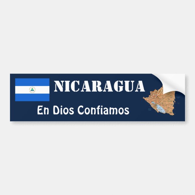 Nicaragua Flag + Map Bumper Sticker (Front)