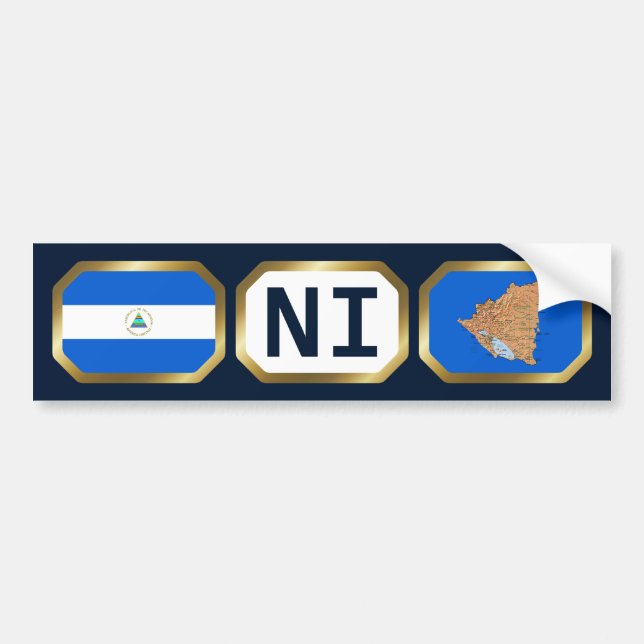 Nicaragua Flag Map Code Bumper Sticker (Front)