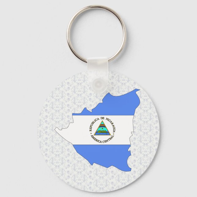 Nicaragua Flag Map full size Key Ring (Front)