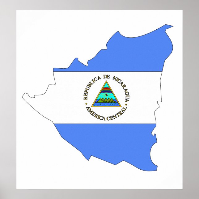 Nicaragua Flag Map full size Poster (Front)