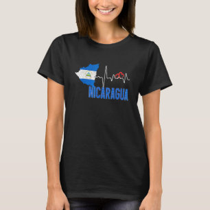Nicaragua Flag Map Heartbeat for Nicaraguan Pride T-Shirt