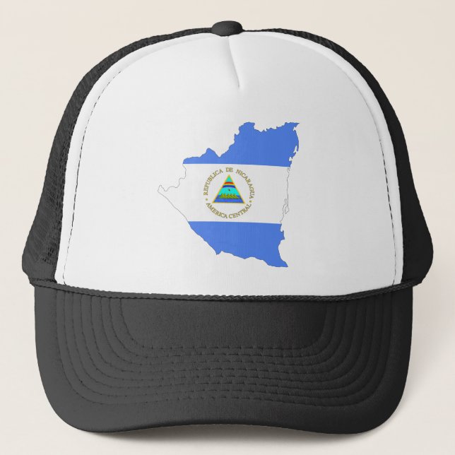 Nicaragua Flag Map Trucker Hat (Front)