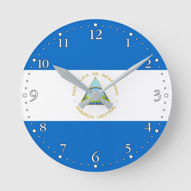 Nicaragua Flag Round Clock (Front)