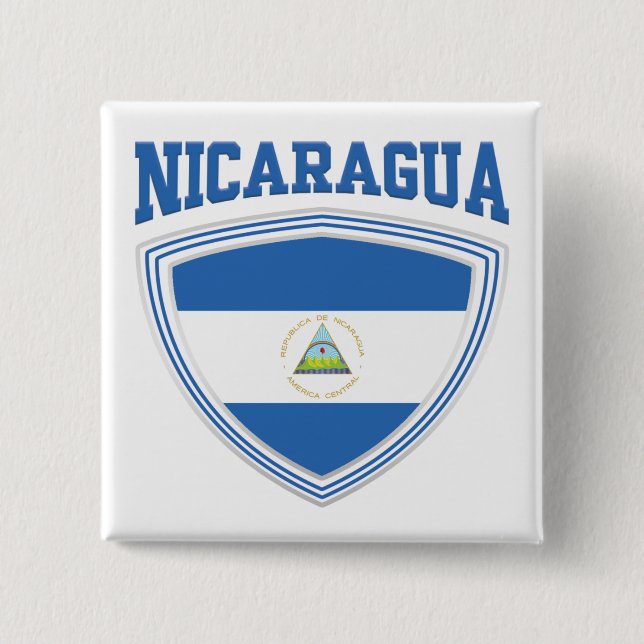 Nicaragua Flag Shield 15 Cm Square Badge (Front)