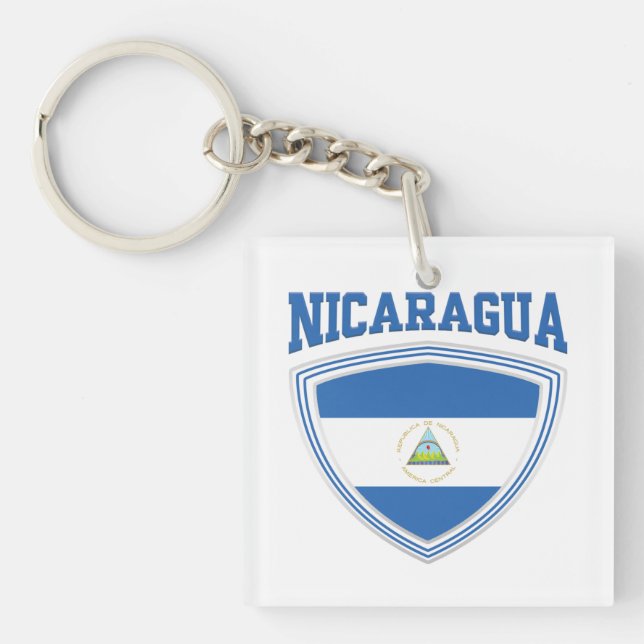 Nicaragua Flag Shield Key Ring (Front)