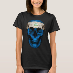 Nicaragua Flag Skull Nicaraguan Roots Proud Patrio T-Shirt